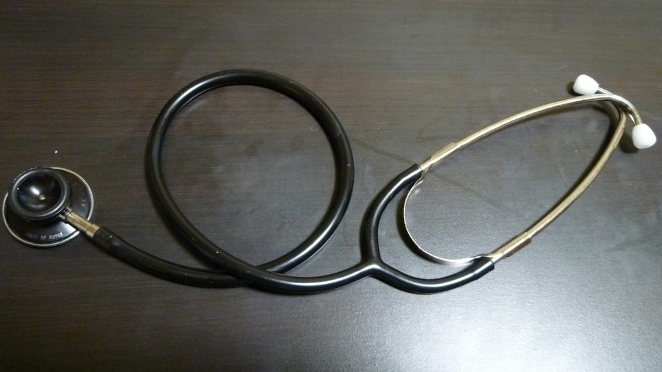 A stethoscope lying on a table